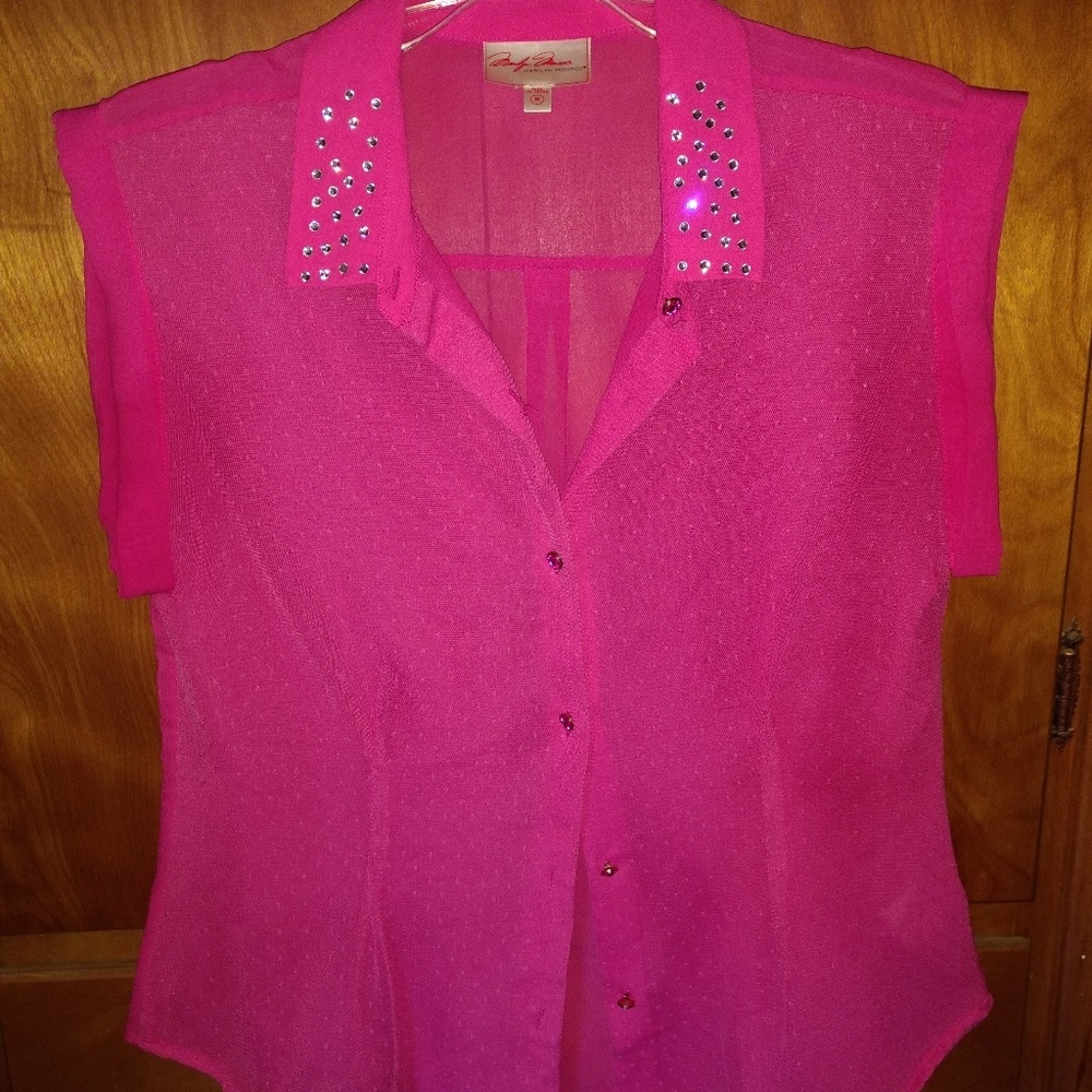 Hot Pink Marilyn Monroe Rhinestoned Blouse